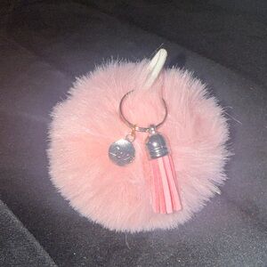 Chic Pink Fluffy Keychain with Tassel